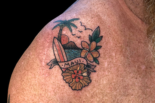 Explore sky tattoo ideas, creative tattoo ideas in Lahaina, available at Sweet Trade Tattoo