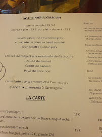 Carte du La Table d'Oste restaurant à Auch