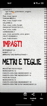 Menu / carte de Pappapero da Luca à Terre del Reno