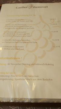 Restaurant Gasthof Weininsel à Nordheim am Main (la carte)