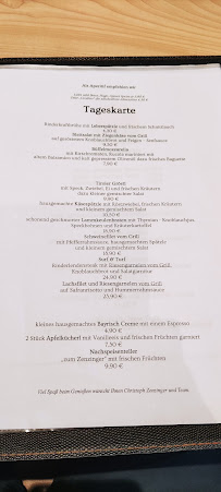 Menu du Wirtshaus zum Zenzinger - Christoph Zenzinger à Fischbachau