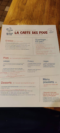 Les Fous de l'Île à Paris menu