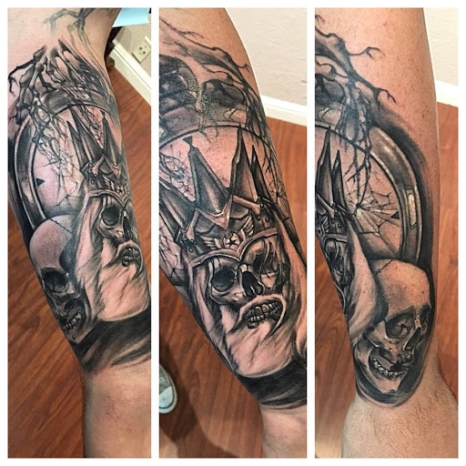 Explore rose and skull tattoo ideas, creative tattoo ideas in Redwood City, available at Gods & Titans Tattoo