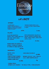 Menu / carte de l'indigo à Besançon