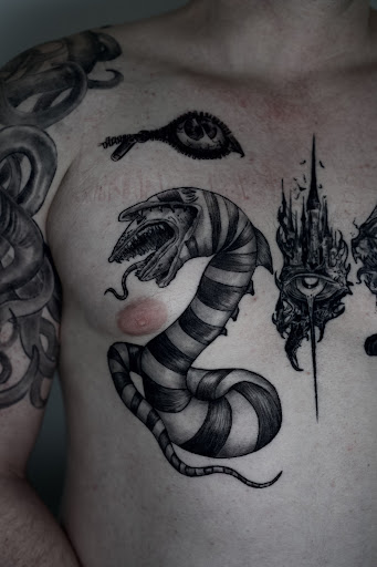 Explore mushu tattoo ideas, creative tattoo ideas in Orange Park, available at Revelation Tattoo company