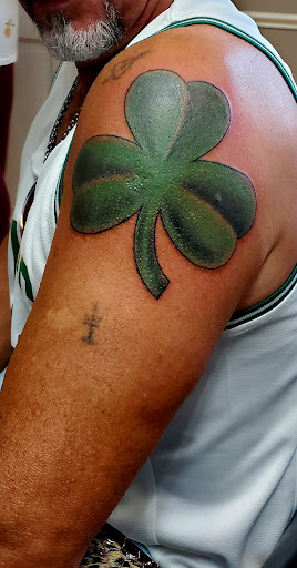 Explore dog sleeve tattoo ideas, creative tattoo ideas in East Boston, available at Wave n Pave Tattoo