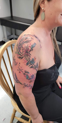 Explore cover up tattoo ideas on hip, creative tattoo ideas in Colonial Heights, available at Connellys Tattooing