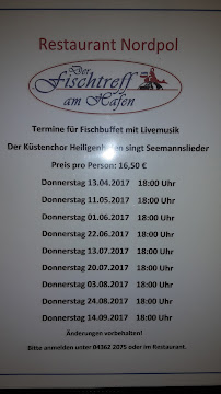 Carte du Restaurant und Hotel Nordpol à Heiligenhafen