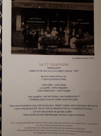 Restaurant français Le 27 Gourmand à Paris (le menu)