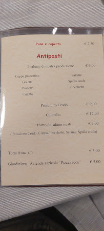 Restaurant italien Trattoria Da Luigi à Vernasca (le menu)