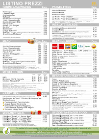 Menu du McDonald's à Limbiate