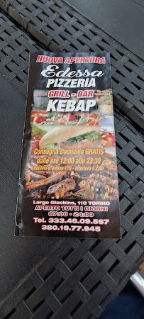 Carte du Edessa Pizza Kebap à Turin