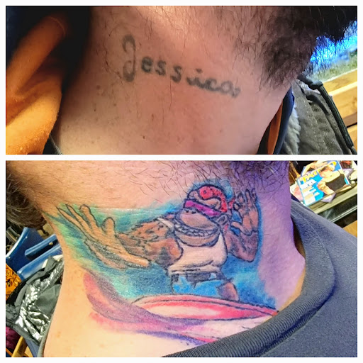 Explore corpse bride tattoo ideas, creative tattoo ideas in Lafayette, available at DragonsBane Tattoo & Body Piercing