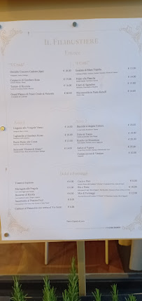Menu du Il Filibustiere à Follonica