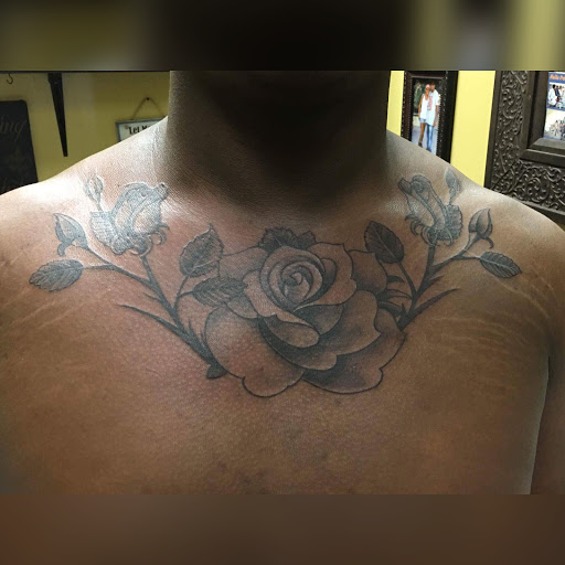 Explore oni mask tattoo ideas, creative tattoo ideas in Savannah, available at Tatlyfe Studios