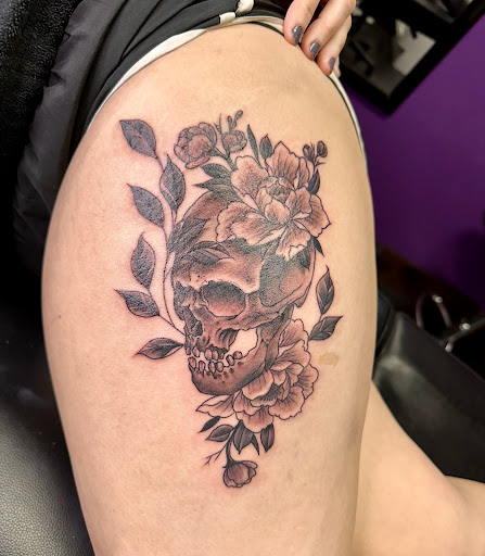 Explore silver line tattoo ideas, creative tattoo ideas in Bainbridge, available at Olde Town Ink