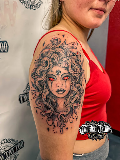 Explore bourbon glass tattoo idea, creative tattoo ideas in San Antonio, available at Twisted Tattoo