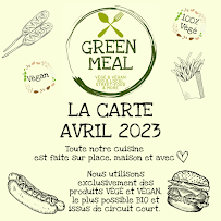 Restaurant végétalien Green Meal à Marseille (la carte)