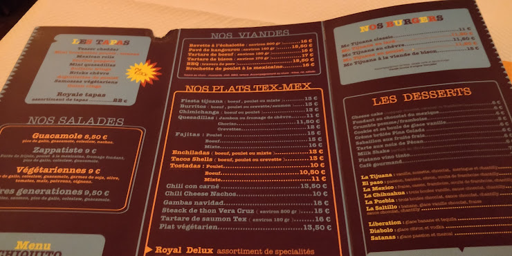 menu du restaurants Le Tijuana Tex-Mex à Saint-Brieuc