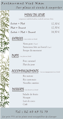 Restaurant vietnamien Restaurant Traditionnel Viet Nam à Vallet - menu / carte