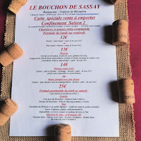 Menu du LE BOUCHON DE SASSAY - RESTAURANT - TRAITEUR DE RECEPTION à Sassay