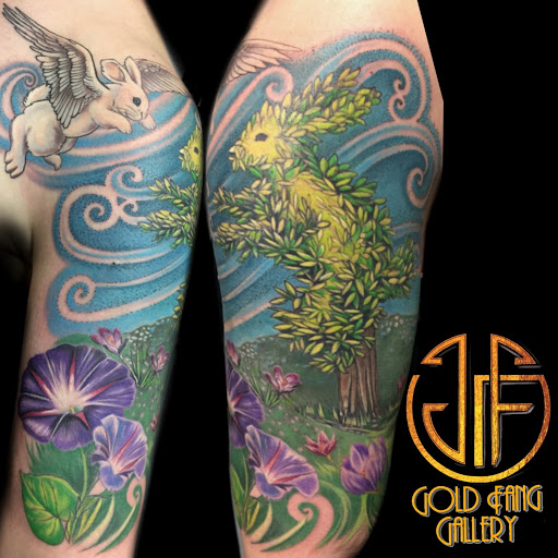 Explore olive tattoo ideas, creative tattoo ideas in Oklahoma City, available at Gold Fang Gallery