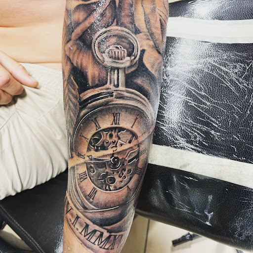 Explore back of head tattoo ideas, creative tattoo ideas in Sarasota, available at SEVEN SINS Tattoo Studio