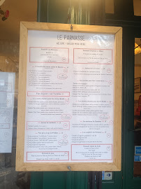 Menu du Le Parnasse à Versailles