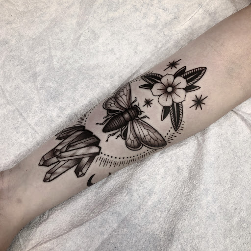 Explore men's forearm tattoo ideas, creative tattoo ideas in San Francisco, available at Two Cranes Tattoo