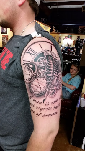 Explore tattoo ideas for female thigh, creative tattoo ideas in Wylie, available at Scarecrow Galleries Tattoo Company