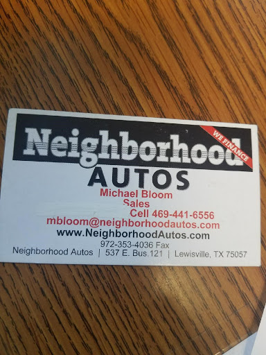 Used Car Dealer «Neighborhood Autos», reviews and photos, 537 TX-121 BUS, Lewisville, TX 75057, USA