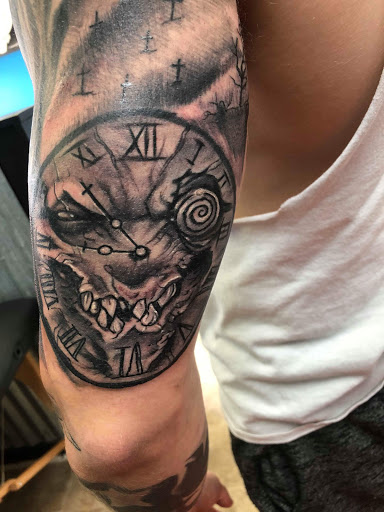 Explore black medusa tattoo ideas, creative tattoo ideas in Leesville, available at Integrity Tattoo