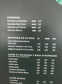 Menu du Starbucks Coffee - AUTOGRILL Chartres-Bois-Paris - A11 à Gasville-Oisème