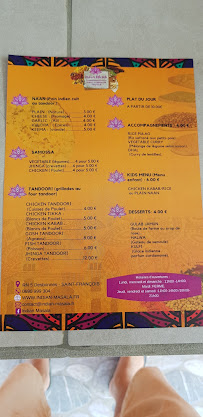 INDIAN MASALA à Saint-François menu