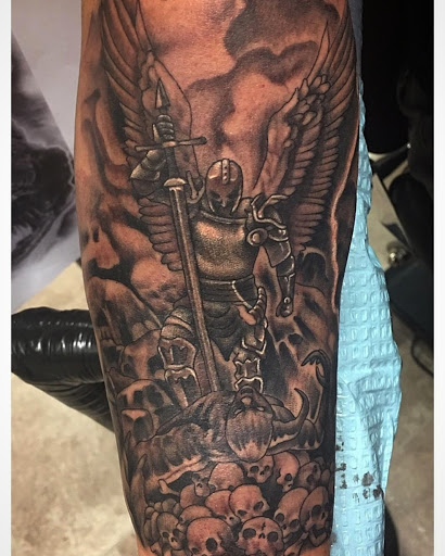 Explore front of neck tattoo ideas, creative tattoo ideas in Albuquerque, available at Route 66 Fine Line Tattoo