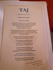 Restaurant indien TAJ Indisches Restaurant - Erding à Erding (le menu)