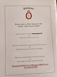 Restaurant Restaurant Ô Puits à Nevers - menu / carte