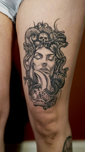 Explore tan tattoo ideas, creative tattoo ideas in Nashville, available at RedBird Tattoo