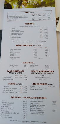 Les Armes Du Château à Chambord menu