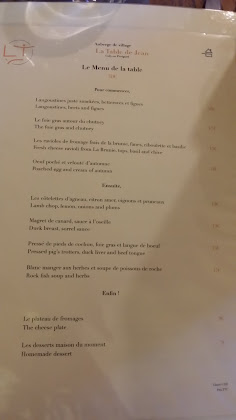 menu du restaurants Table De Jean à Coly-Saint-Amand