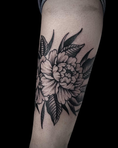 Explore cute witch tattoo ideas, creative tattoo ideas in Johnson City, available at Gold Cross Tattoo Co.