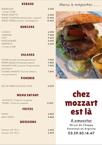 Menu / carte de Chez Mozzart Est La à Varennes-en-Argonne