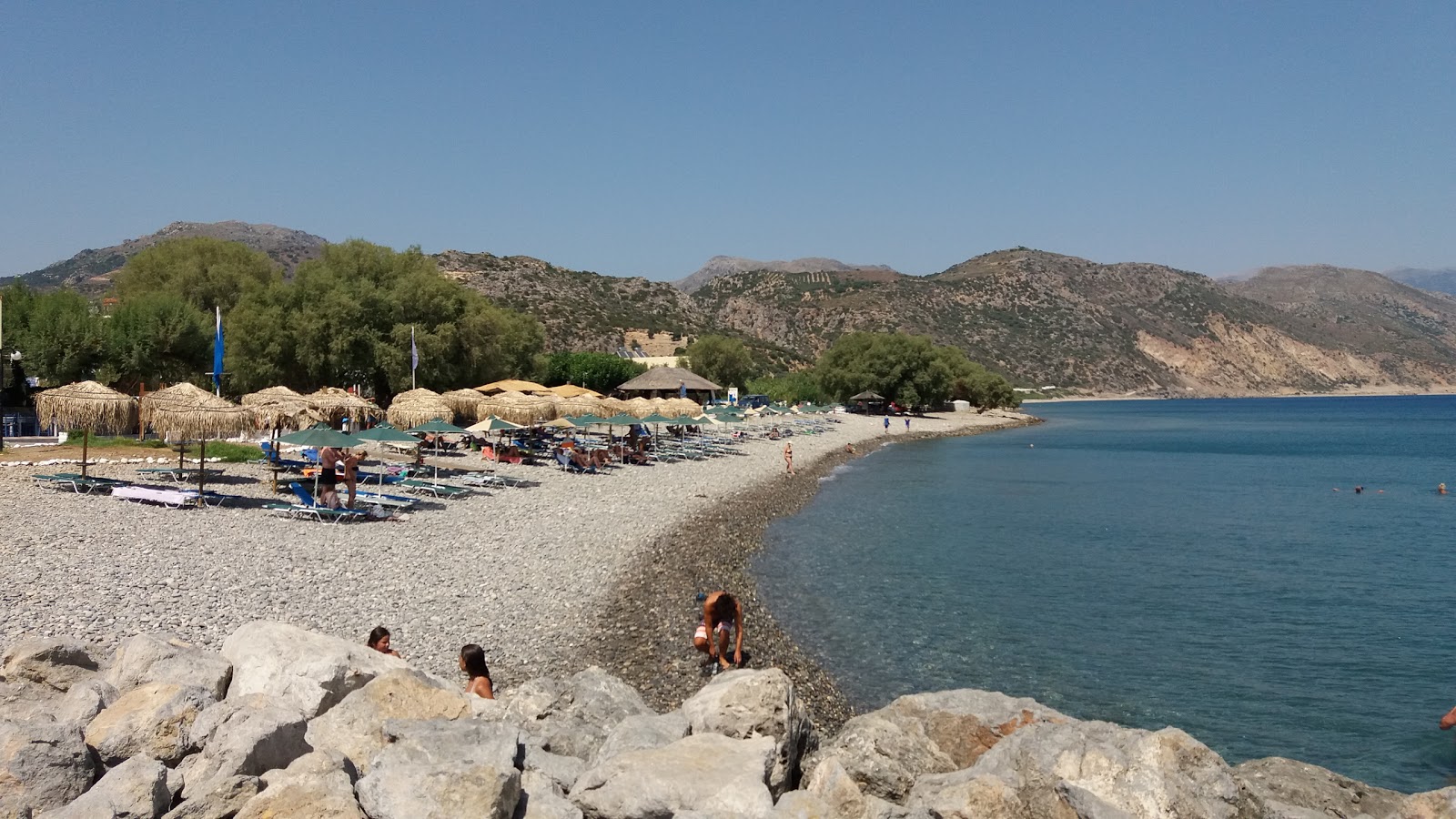 Photo of Chalikia beach with gray pebble surface