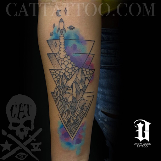 Explore beach themed tattoo ideas, creative tattoo ideas in Addison, available at Cat Tattoo