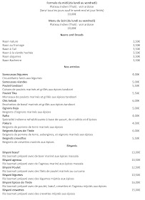 Restaurant indien Les Epices de l'Inde à Nantes (le menu)