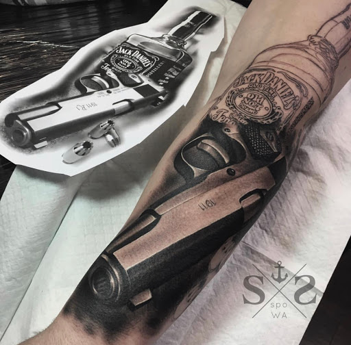 Explore skydiving tattoo ideas, creative tattoo ideas in Spokane, available at Anchored Art Tattoo