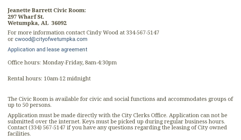 Jeanette Barrett Civic Room