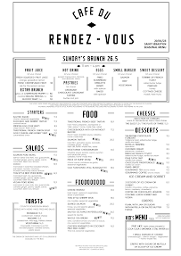 Menu / carte de Café du Rendez-Vous à Paris