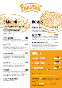 Menu du Buumii, street food Banh Mi vietnamien à Clermont-Ferrand