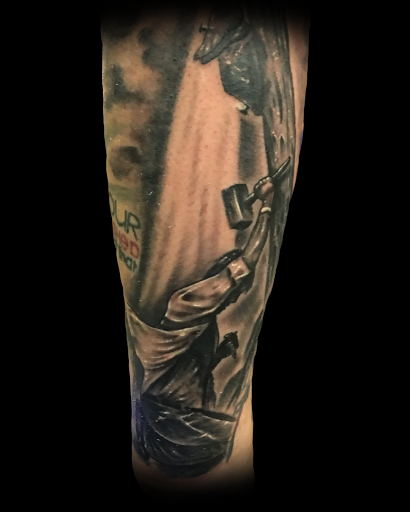 Explore women's quarter sleeve tattoo ideas, creative tattoo ideas in Buford, available at Norsk Studios Tattoos & Piercings